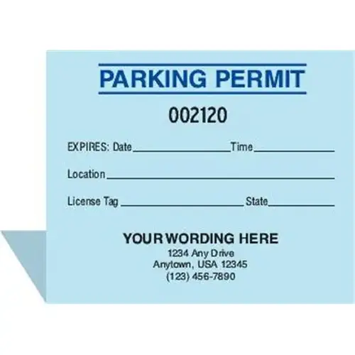 Dashboard Parking Permit, Blue - pack of 100 Dashboard Parking Permit, Blue - pack of 100