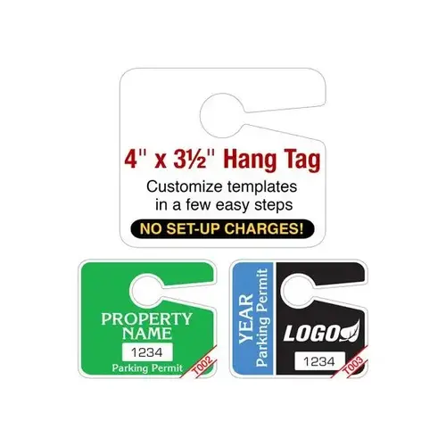 Custom Plastic Hang Tag Parking Permit, Jumbo - pack of 100 Custom Plastic Hang Tag Parking Permit, Jumbo - pack of 100