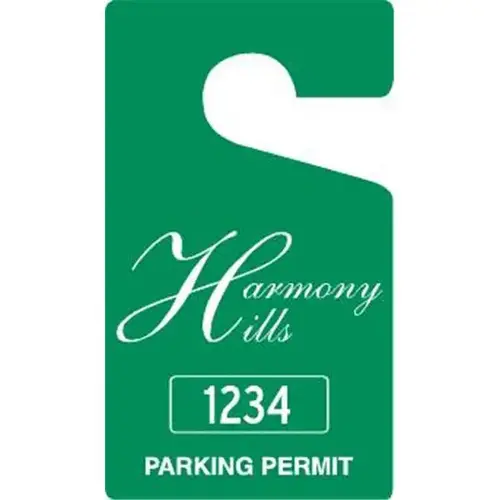 Custom Plastic Parking Permit Tags, Solid Green, Large - pack of 100 Custom Plastic Parking Permit Tags, Solid Green, Large - pack of 100