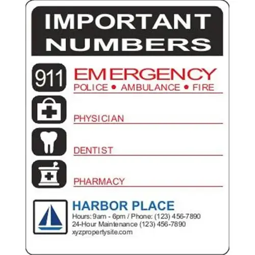 Custom Magnet, 4 X 5 Important Numbers - pack of 100 Custom Magnet, 4 X 5 Important Numbers - pack of 100