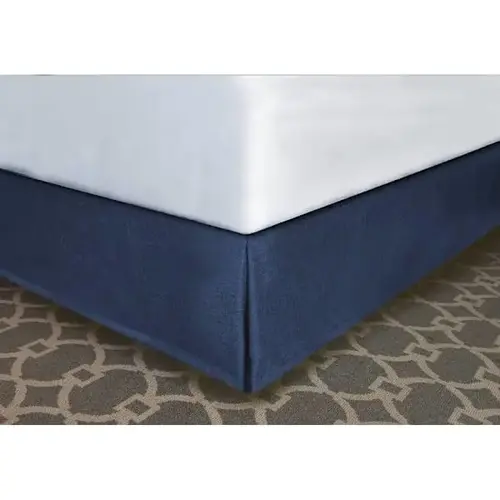 Pleated Bed Skirt Bespoke Navy Polyester K 76x80x12" - pack of 12 Pleated Bed Skirt Bespoke Navy Polyester K 76x80x12" - pack of 12