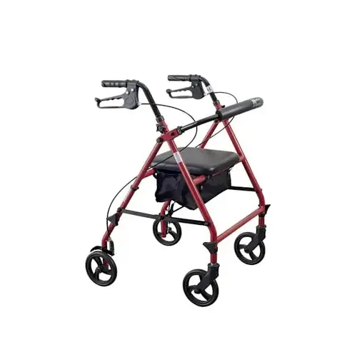 Steel Rollator With 6" Wheels - Red Steel Rollator With 6" Wheels - Red