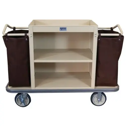 Standard Housekeeping Cart, Beige, 2 Shelves And Standard Housekeeping Cart, Beige, 2 Shelves And