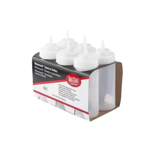 Bottle Squeeze 16 OZ PE Clear Wide Mouth - pack of 6 Bottle Squeeze 16 OZ PE Clear Wide Mouth - pack of 6