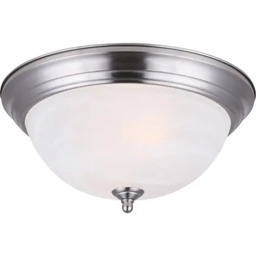 11 In. 2-Light Brushed Nickel Alabaster Glass Flush Mount Ceiling Light Fixture 11 In. 2-Light Brushed Nickel Alabaster Glass Flush Mount Ceiling Light Fixture