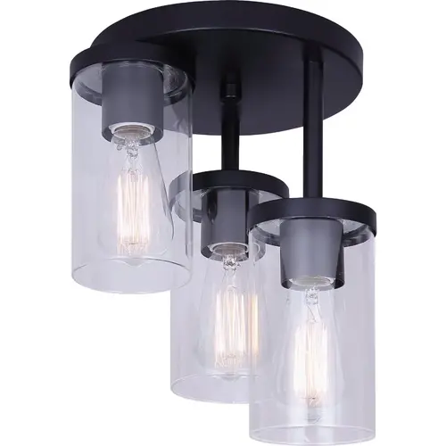 Britton 3-Light Black Semi-Flush Mount Ceiling Light Fixture Britton 3-Light Black Semi-Flush Mount Ceiling Light Fixture