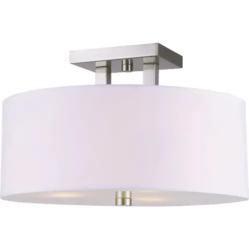 River 15 In. 3-Light Brushed Nickel Semi-Flush Mount Ceiling Light Fixture River 15 In. 3-Light Brushed Nickel Semi-Flush Mount Ceiling Light Fixture