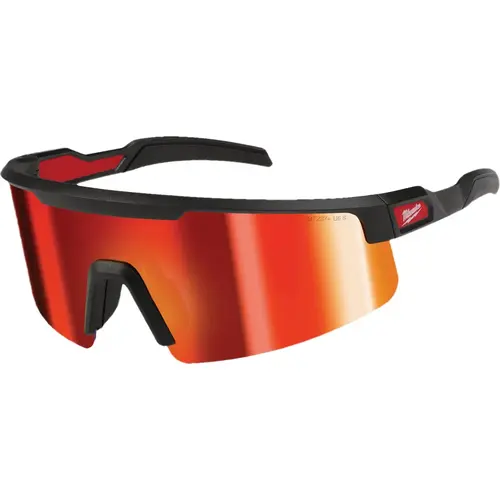 Wrap Around Safety Glasses with Red Mirrored Anti-Scratch Lenses Wrap Around Safety Glasses with Red Mirrored Anti-Scratch Lenses