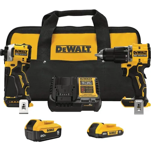 20V MAX* 2-Tool Brushless Cordless Hammer Drill & Impact Driver Combo Kit with (2) Batteries & Charger 20V MAX* 2-Tool Brushless Cordless Hammer Drill & Impact Driver Combo Kit with (2) Batteries & Charger
