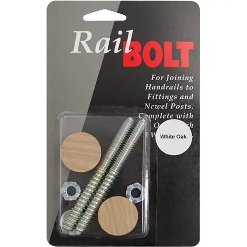 Rail Bolt Rail to Newel Post Fastner with White Oak Wood Plug - pack of 2 Rail Bolt Rail to Newel Post Fastner with White Oak Wood Plug - pack of 2