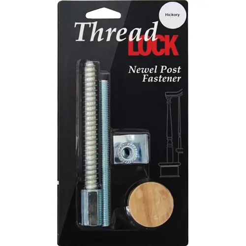 ThreadLOCK Newel Post Fastener with Hickory Wood Plug ThreadLOCK Newel Post Fastener with Hickory Wood Plug