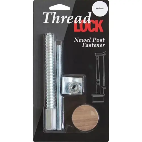 ThreadLOCK Newel Post Fastener with Walnut Wood Plug ThreadLOCK Newel Post Fastener with Walnut Wood Plug