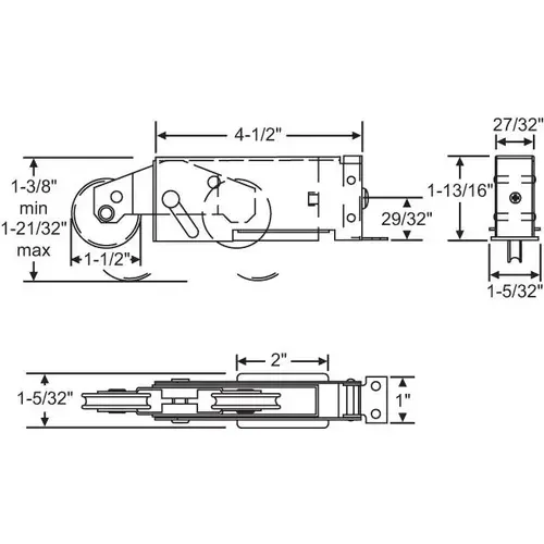 Tandem Roller Assembly 1 1/2in Stainless Steel Wheels Tandem Roller Assembly 1 1/2in Stainless Steel Wheels