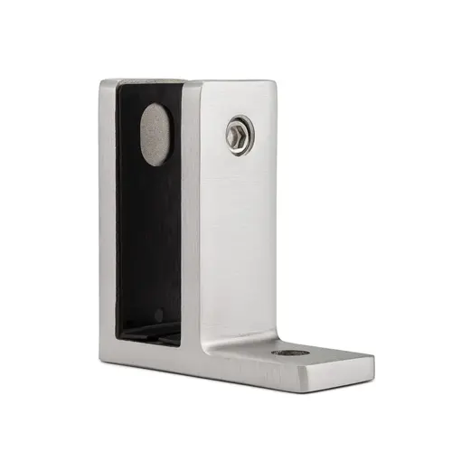 Glass to Wall Connector Square 90 degree 11/16-3/4" Glass - Brushed Stainless Glass to Wall Connector Square 90 degree 11/16-3/4" Glass - Brushed Stainless