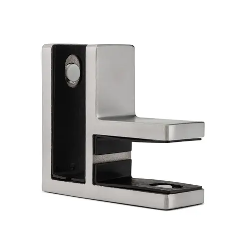 Glass to Glass Connector Square 90 degree 11/16-3/4" Glass - Brushed Stainless Glass to Glass Connector Square 90 degree 11/16-3/4" Glass - Brushed Stainless