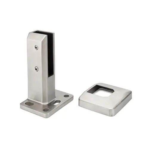 Spigot Surface Mount Adjustable End - Right - With Cover Plate 3/8" - 1/2" Glass - Brushed Stainless Spigot Surface Mount Adjustable End - Right - With Cover Plate 3/8" - 1/2" Glass - Brushed Stainless