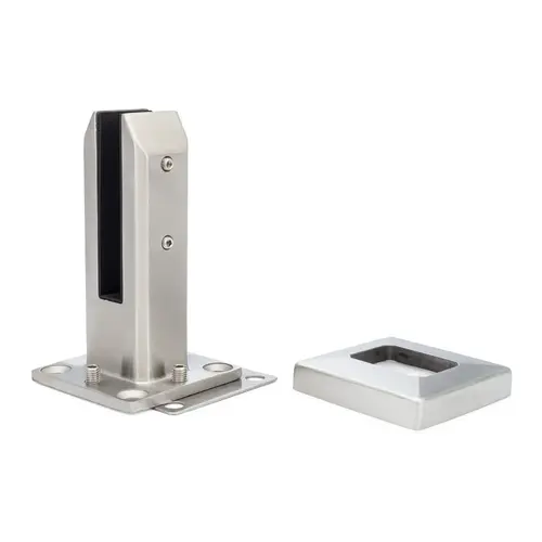 Spigot Surface Mount Fully Adjustable With Cover Plate 9/16-3/4" Glass - Brushed Stainless Spigot Surface Mount Fully Adjustable With Cover Plate 9/16-3/4" Glass - Brushed Stainless