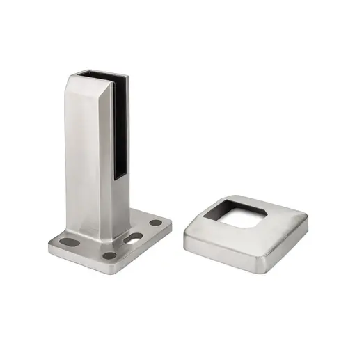 Spigot Surface Mount Adjustable End - Right - With Cover Plate 3/8" - 1/2" Glass - Brushed Stainless Spigot Surface Mount Adjustable End - Right - With Cover Plate 3/8" - 1/2" Glass - Brushed Stainless