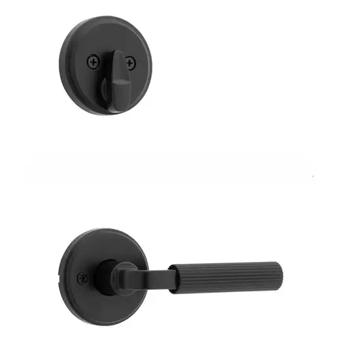 Single Cylinder Interior Mirada Reeded Pattern Lever with Traditional Round Rose Trim Matte Black Finish Single Cylinder Interior Mirada Reeded Pattern Lever with Traditional Round Rose Trim Matte Black Finish