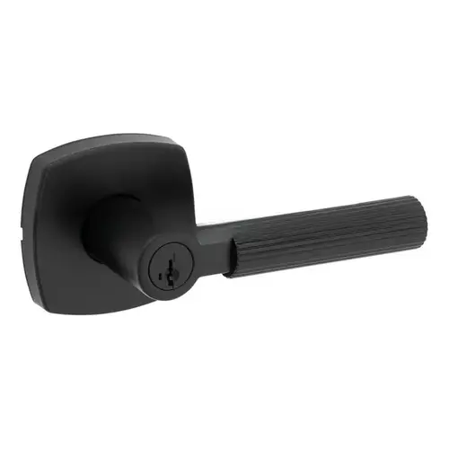 Mirada Reeded Pattern Lever with Traditional Round Rose Half Dummy Door Lock Matte Black Finish Mirada Reeded Pattern Lever with Traditional Round Rose Half Dummy Door Lock Matte Black Finish