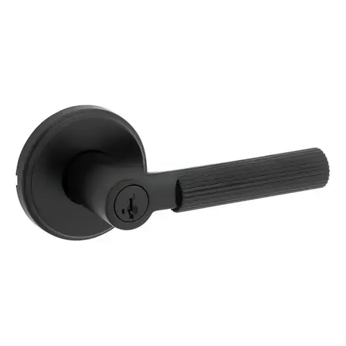 Mirada Reeded Pattern Lever with Traditional Round Rose Entry Door Lock SmartKey with 6AL Latch and RCS Strike Matte Black Finish Mirada Reeded Pattern Lever with Traditional Round Rose Entry Door Lock SmartKey with 6AL Latch and RCS Strike Matte Black Finish