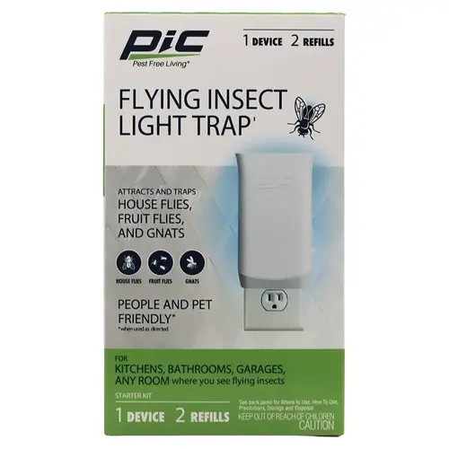 PIC Plug-In Flying Insect Light Trap, Solid, 4 in W Trap, White PIC Plug-In Flying Insect Light Trap, Solid, 4 in W Trap, White