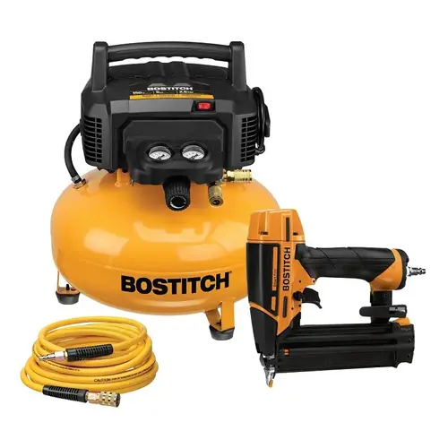 Bostitch BTFP1KIT18SP Electric Air Compressor Kit, Tool Only, 6 gal Tank, 120 V, 150 psi Pressure, 2.6 scfm Air Bostitch BTFP1KIT18SP Electric Air Compressor Kit, Tool Only, 6 gal Tank, 120 V, 150 psi Pressure, 2.6 scfm Air