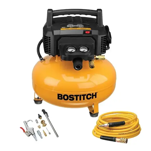 Bostitch BTFP02012-WPK Portable Electric Air Compressor Kit, Tool Only, 6 gal Tank, 1.1 hp, 120 V, 150 psi Pressure Bostitch BTFP02012-WPK Portable Electric Air Compressor Kit, Tool Only, 6 gal Tank, 1.1 hp, 120 V, 150 psi Pressure