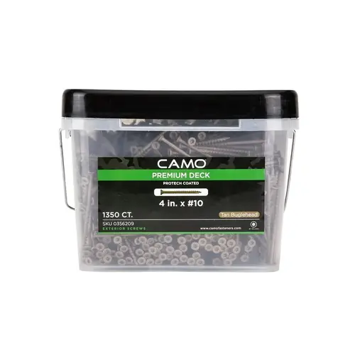 Camo Deck Screw, #10 Thread, 4 in L, Coarse Thread, Bugle Head, Star Drive, Type 17 Slash Point, Protech Camo Deck Screw, #10 Thread, 4 in L, Coarse Thread, Bugle Head, Star Drive, Type 17 Slash Point, Protech