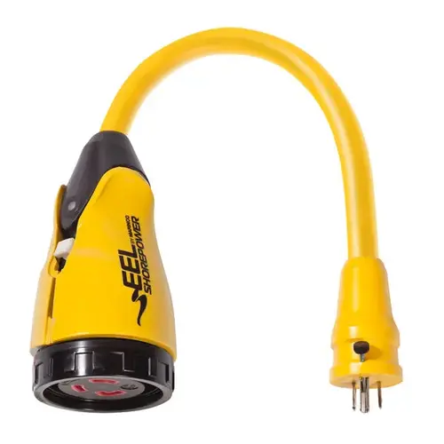 Marinco EEL Shore Power Pigtail Adapter, 15 Amp 125V Male to 30A 125V Female Marinco EEL Shore Power Pigtail Adapter, 15 Amp 125V Male to 30A 125V Female