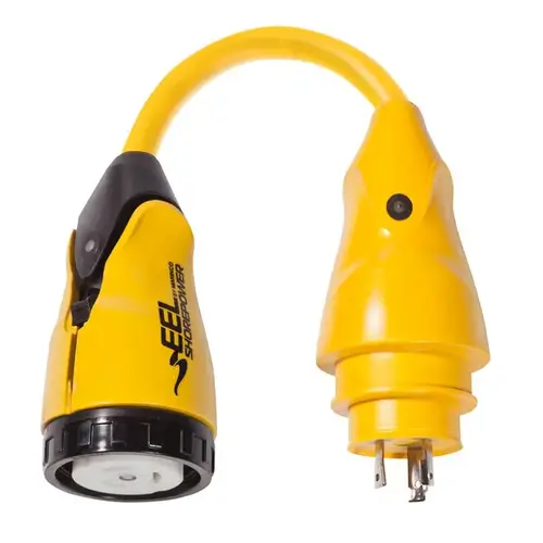 Marinco EEL Shore Power Pigtail Adapter, 30 Amp 125V Male to 50 Amp 125/250V Female Marinco EEL Shore Power Pigtail Adapter, 30 Amp 125V Male to 50 Amp 125/250V Female