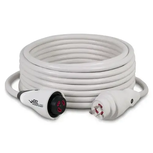 Marinco 50 Foot EEL Shore Power Cord Set, 30 Amp, 125V, White Marinco 50 Foot EEL Shore Power Cord Set, 30 Amp, 125V, White