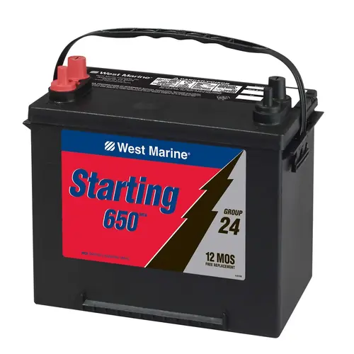 Group 24 Starting Marine Battery, 550 Cold Cranking Amps, 650 Marine Cranking Amps, 90 Reserve Minutes Group 24 Starting Marine Battery, 550 Cold Cranking Amps, 650 Marine Cranking Amps, 90 Reserve Minutes
