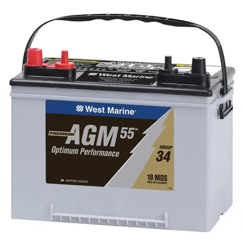 Group 34 Starting Marine AGM Battery, 55 Amp Hours, 775 Cold Cranking Amps, 890 Marine Cranking Amps, 120 Reserve Minutes Group 34 Starting Marine AGM Battery, 55 Amp Hours, 775 Cold Cranking Amps, 890 Marine Cranking Amps, 120 Reserve Minutes