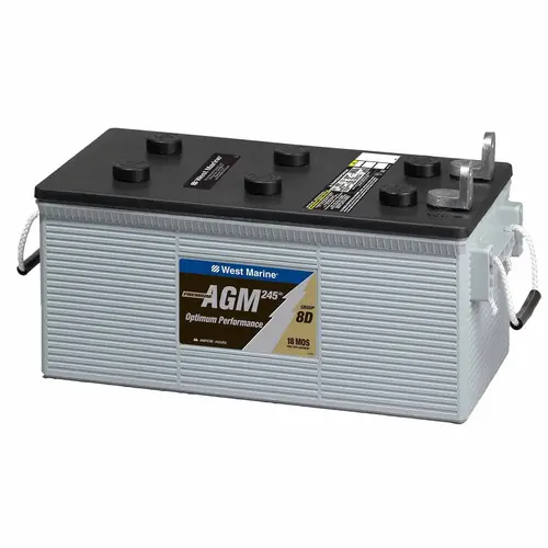 L-Terminal Group 8D Dual Purpose Marine AGM Battery, 245 Amp Hours, 1450 Cold Cranking Amps, 1800 Marine Cranking Amps, 518 Reserve Minutes L-Terminal Group 8D Dual Purpose Marine AGM Battery, 245 Amp Hours, 1450 Cold Cranking Amps, 1800 Marine Cranking Amps, 518 Reserve Minutes