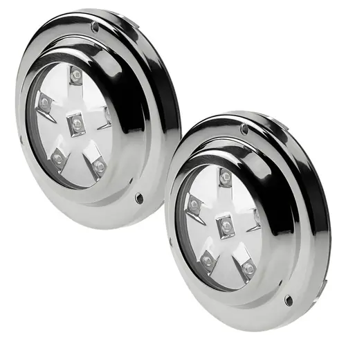 Round Six LED Underwater Light with Stainless Steel Bezel, Blue, 2-Pack Round Six LED Underwater Light with Stainless Steel Bezel, Blue, 2-Pack