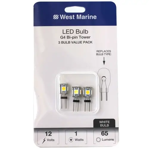 G4 Bi-Pin LED Bulbs, 3-Pack White G4 Bi-Pin LED Bulbs, 3-Pack White