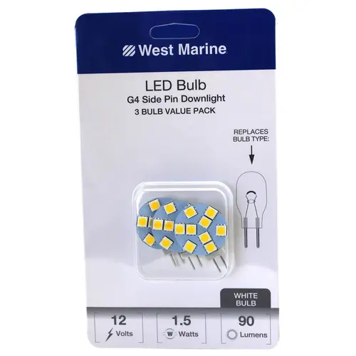 G4 Side Pin Downlight LED Disk Bulbs, 3-Pack White G4 Side Pin Downlight LED Disk Bulbs, 3-Pack White