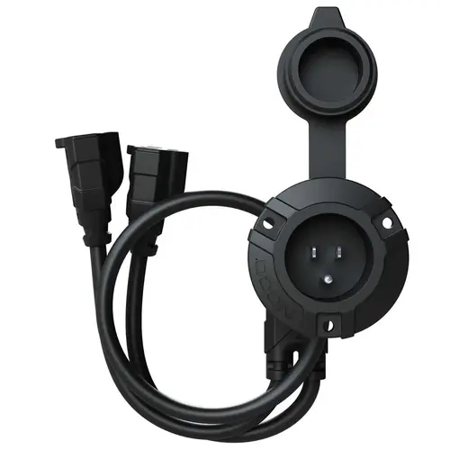 AC Port Plug With Dual 18" Extension Cord Black AC Port Plug With Dual 18" Extension Cord Black