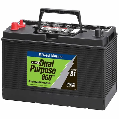 Group 31 Dual Purpose Marine Battery, 100 Amp Hours, 700 Cold Cranking Amps, 860 Marine Cranking Amps, 190 Reserve Minutes Group 31 Dual Purpose Marine Battery, 100 Amp Hours, 700 Cold Cranking Amps, 860 Marine Cranking Amps, 190 Reserve Minutes
