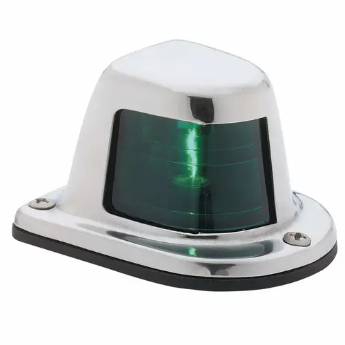 Deck Mount Starboard Navigation Light Green with Silver Housing Deck Mount Starboard Navigation Light Green with Silver Housing