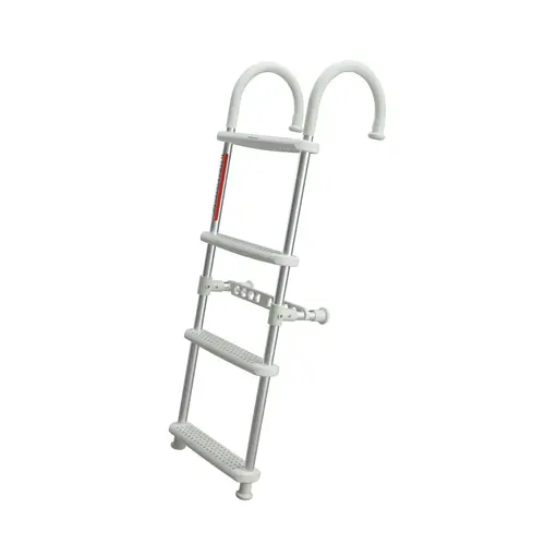 4-Step Gunwale-Mount Boarding Ladder, 7" Hook, White Steps 4-Step Gunwale-Mount Boarding Ladder, 7" Hook, White Steps