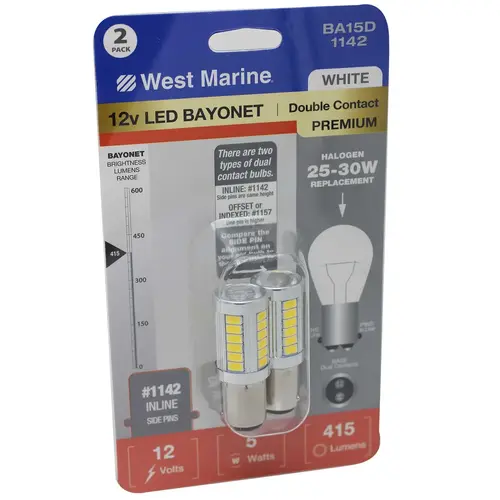 Double Contact Index Bayonet BA15D-1142 LED Premium Bulbs, 2-Pack White Double Contact Index Bayonet BA15D-1142 LED Premium Bulbs, 2-Pack White