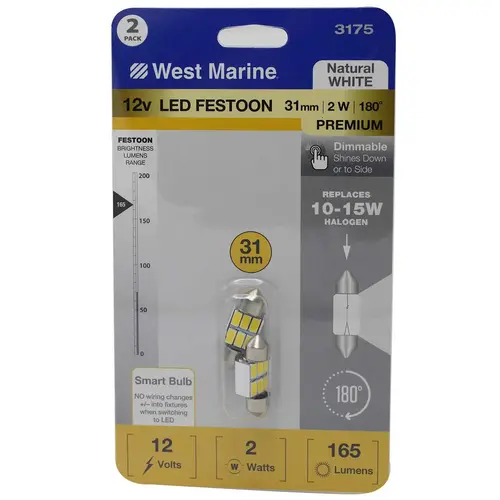 Festoon 31mm LED Premium Bulbs, 2-Pack White Festoon 31mm LED Premium Bulbs, 2-Pack White