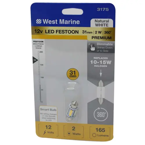 Festoon 360 Degree 31mm LED Premium Bulb, White Festoon 360 Degree 31mm LED Premium Bulb, White