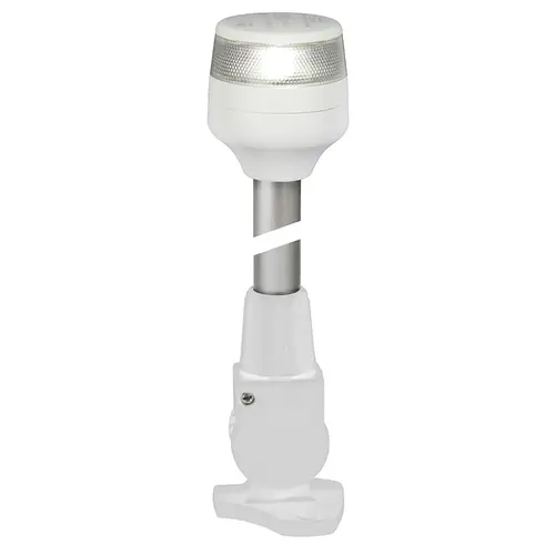 Base Mount Fold-Down LED All-Round Navigation Pole Light, White Housing, 20", 2 Nautical Miles Visibility Base Mount Fold-Down LED All-Round Navigation Pole Light, White Housing, 20", 2 Nautical Miles Visibility