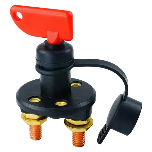 Marine Battery Isolator Switch, SPST ON/OFF Black with Red Key Marine Battery Isolator Switch, SPST ON/OFF Black with Red Key