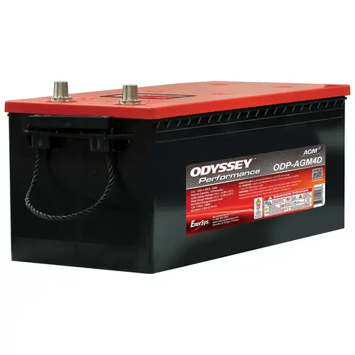 Odyssey Performance Group 4D Dual Purpose AGM Battery with Thin Plate Pure Lead Technology, 170 Amp Hours, 1300 Cold Cranking Amps, 1550 Marine Cranking Amps, 370 Reserve Minutes Odyssey Performance Group 4D Dual Purpose AGM Battery with Thin Plate Pure Lead Technology, 170 Amp Hours, 1300 Cold Cranking Amps, 1550 Marine Cranking Amps, 370 Reserve Minutes