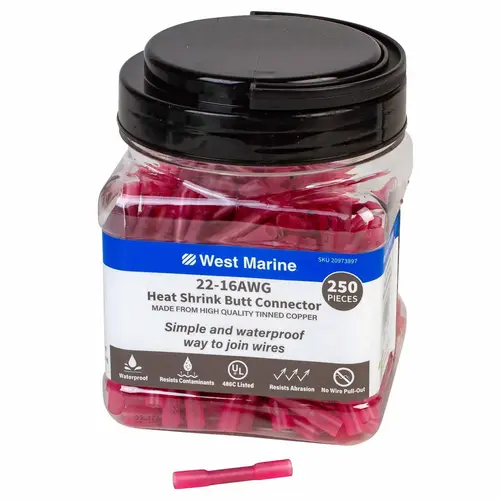 Heat Shrink Butt Connectors, 250-Pack Red Heat Shrink Butt Connectors, 250-Pack Red