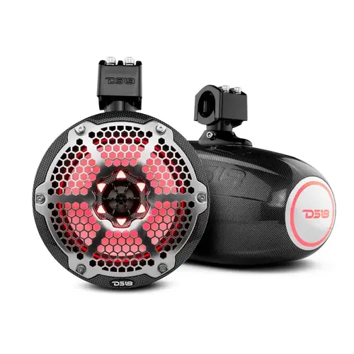 HYDRO 8" Marine Tower Speakers with Integrated RGB LED Lights, 375 Watts, Black Carbon Fiber HYDRO 8" Marine Tower Speakers with Integrated RGB LED Lights, 375 Watts, Black Carbon Fiber